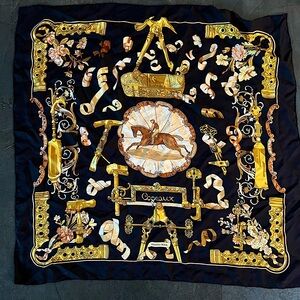 Hermès classic equestrian silk scarf 36x36